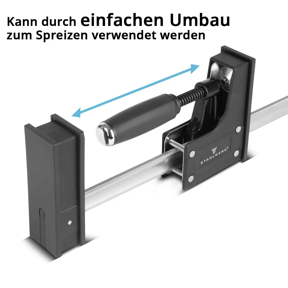 STAHLWERK body clamp 95x800 mm / 32" | powerful screw clamp with 650 kg clamping force | clamp with large contact surface for fixing workpieces | stable clamp with a span of 800 mm, clamping depth of 95 mm