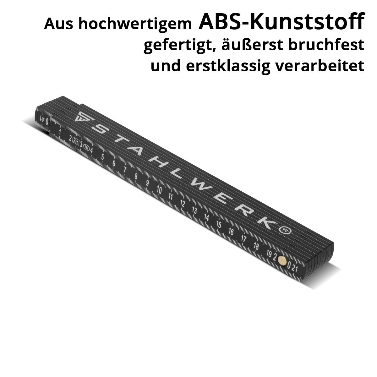 STAHLWERK Zollstock 2 Meter präziser Kunststoff-Gliedermaßstab | Meterstab | Maßstab | Maßband | Metermaß mit gut ablesbaren metrischen Ziffern