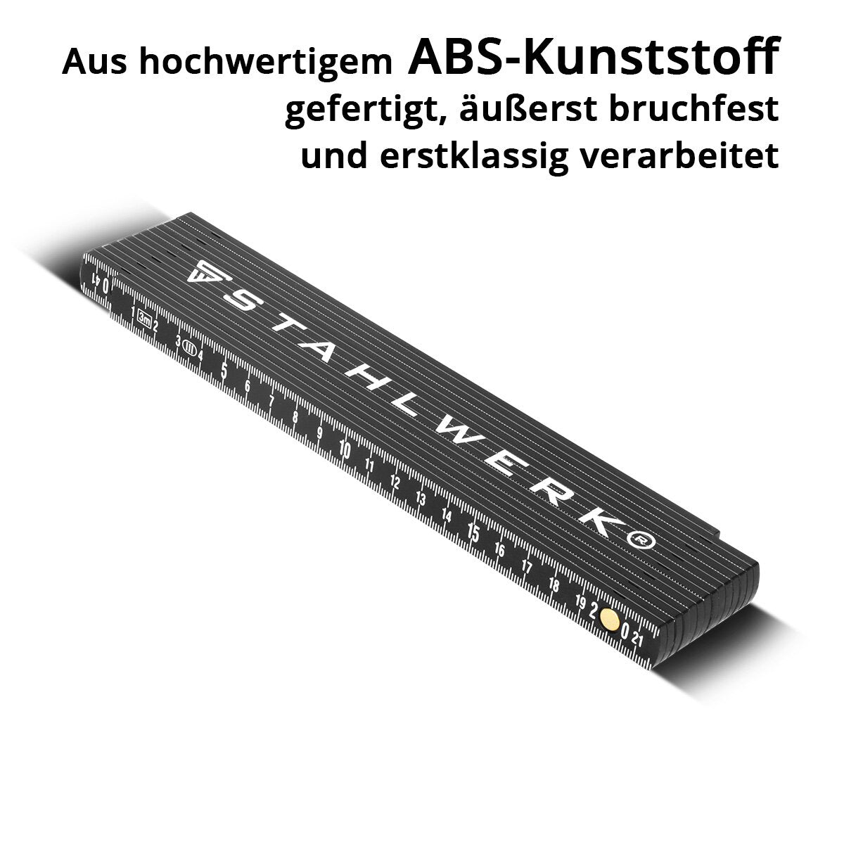 STAHLWERK Zollstock 3 Meter präziser Kunststoff-Gliedermaßstab | Meterstab | Maßstab | Maßband | Metermaß mit gut ablesbaren metrischen Ziffern