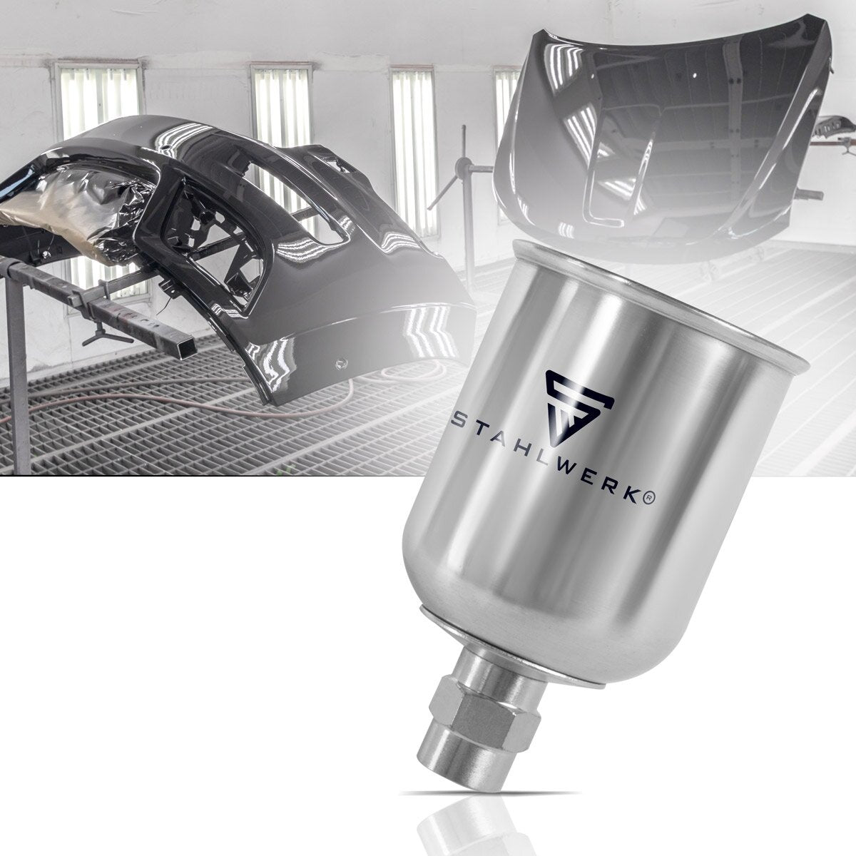 STAHLWERK aluminum paint cup / flow cup 125 ml paint cup for paint gun / spray gun / spray gun / spray gun