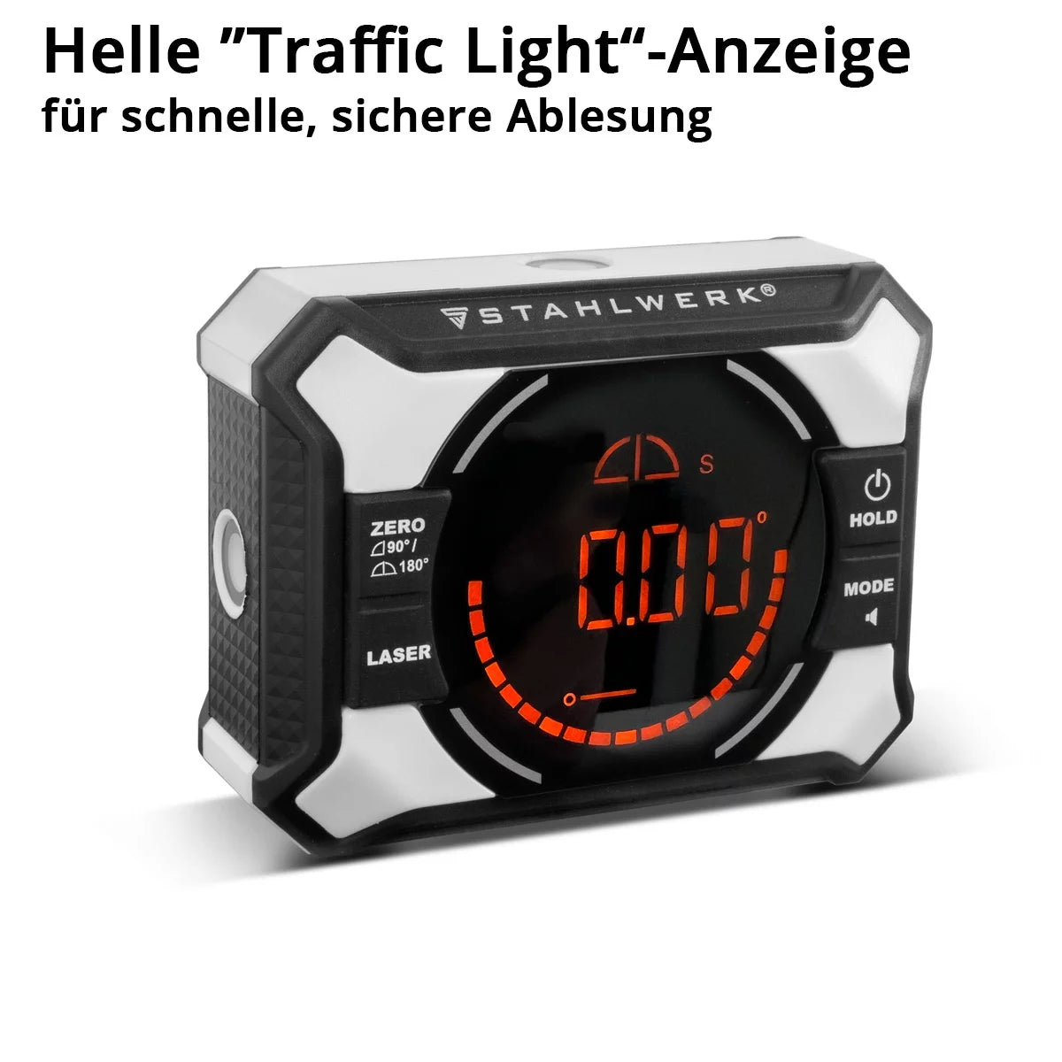 STAHLWERK Digitales Laser-Winkelmessgerät DAG-360 ST | Digitaler Winkelmesser und Wasserwaage mit Kreuzlinien-Laser| Level Box | Nivellieranzeige | Magnetbefestigung | Li-Ion Akku | USB-C Ladeport