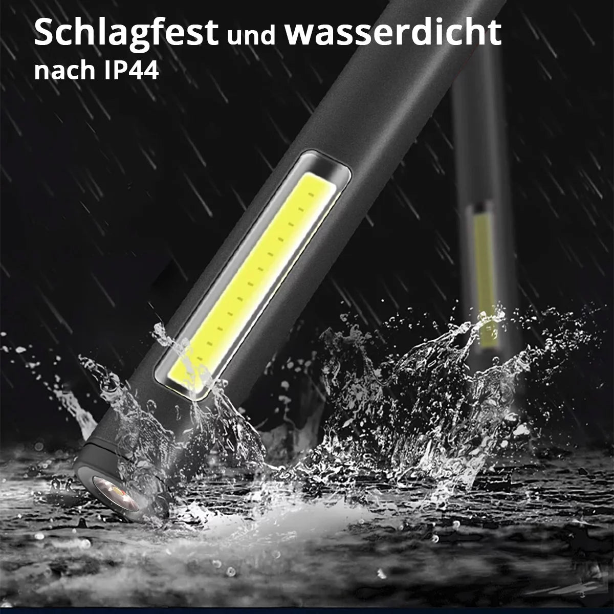 STAHLWERK LED-Arbeitsleuchte | Leistungsstarke Stablampe mit COB-Flashlight | Werkstattlampe mit Magnethalterung | USB-C Anschluss | 600 mAh Akku | Schnell aufladbar | Universell einsetzbare LED-Lampe
