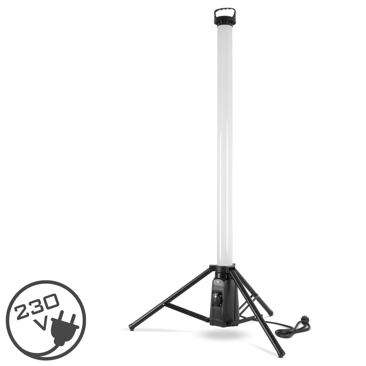 STAHLWERK 360° LED tower construction spotlight TBS-100 ST | 100 watts | 7,500 lumens | 5,000K daylight color | IP44 | Additional socket 230 V | Robust LED work light