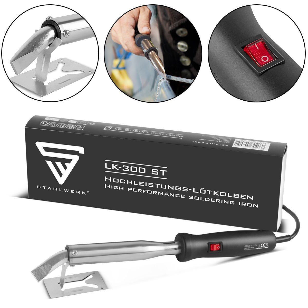 Saldatore ad alte prestazioni STAHLWERK LK-300 ST dispositivo di saldatura elettrica | Stazione di saldatura | Pistola saldante con potenza 300 W e temperatura di picco di 500°C per saldatura e dissaldatura