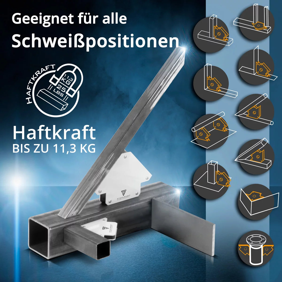 STAHLWERK 6 × Magnet-Schweißwinkel Magnetwinkel Schweißmagnet 30° x 45° x 60° x 75° x 90° x 135°, 2 x 4 kg / 9 lbs + 4 x 11,3 kg / 25 lbs