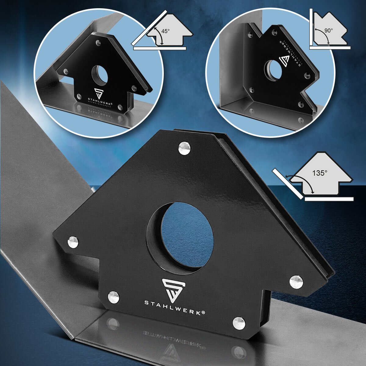 STAHLWERK 2er Set Magnet-Schweißwinkel 34 kg | 75 lbs praktischer Schweißmagnet | Magnetwinkel | Schweißpositionierer mit starker Haftkraft