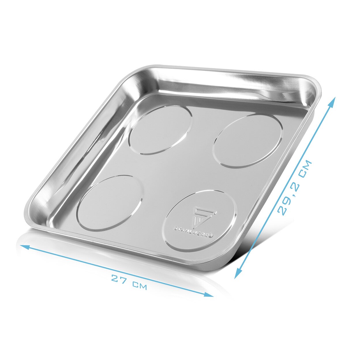 Bandeja magnética STAHLWERK MS-30 ST 270 x 292 x 30 mm placa magnética | Carcasa de tornillo | Bandeja adhesiva | Bandeja magnética | Cuenco magnético de acero inoxidable con fuerte poder de sujeción para tornillos, clavos y herramientas.