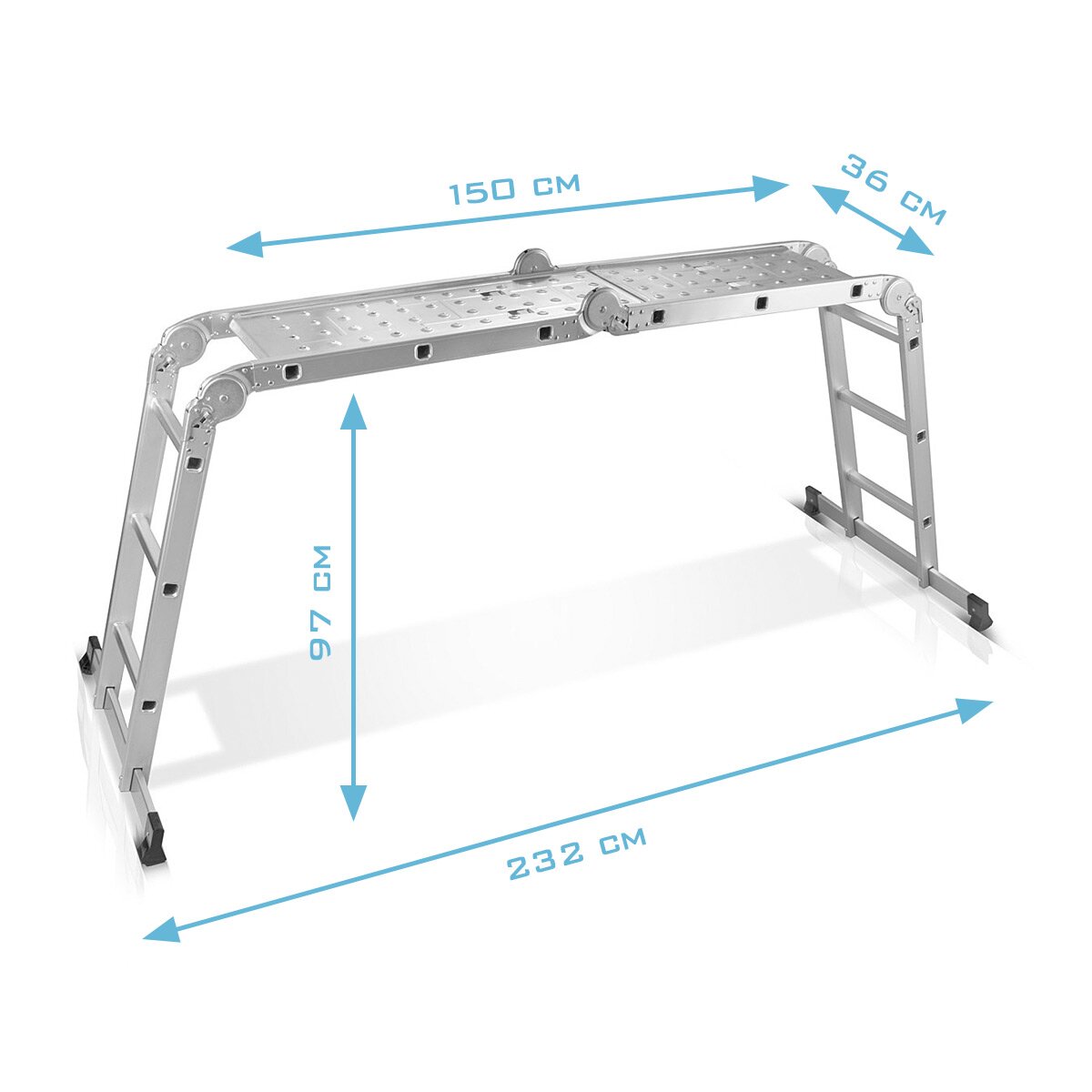 STAHLWERK multi-purpose ladder ML-356 ST 150 kg load capacity, 3 in 1 ladder scaffolding / aluminum folding ladder / work scaffolding / work platform / scaffolding with non-slip rungs including 7 year manufacturer's guarantee