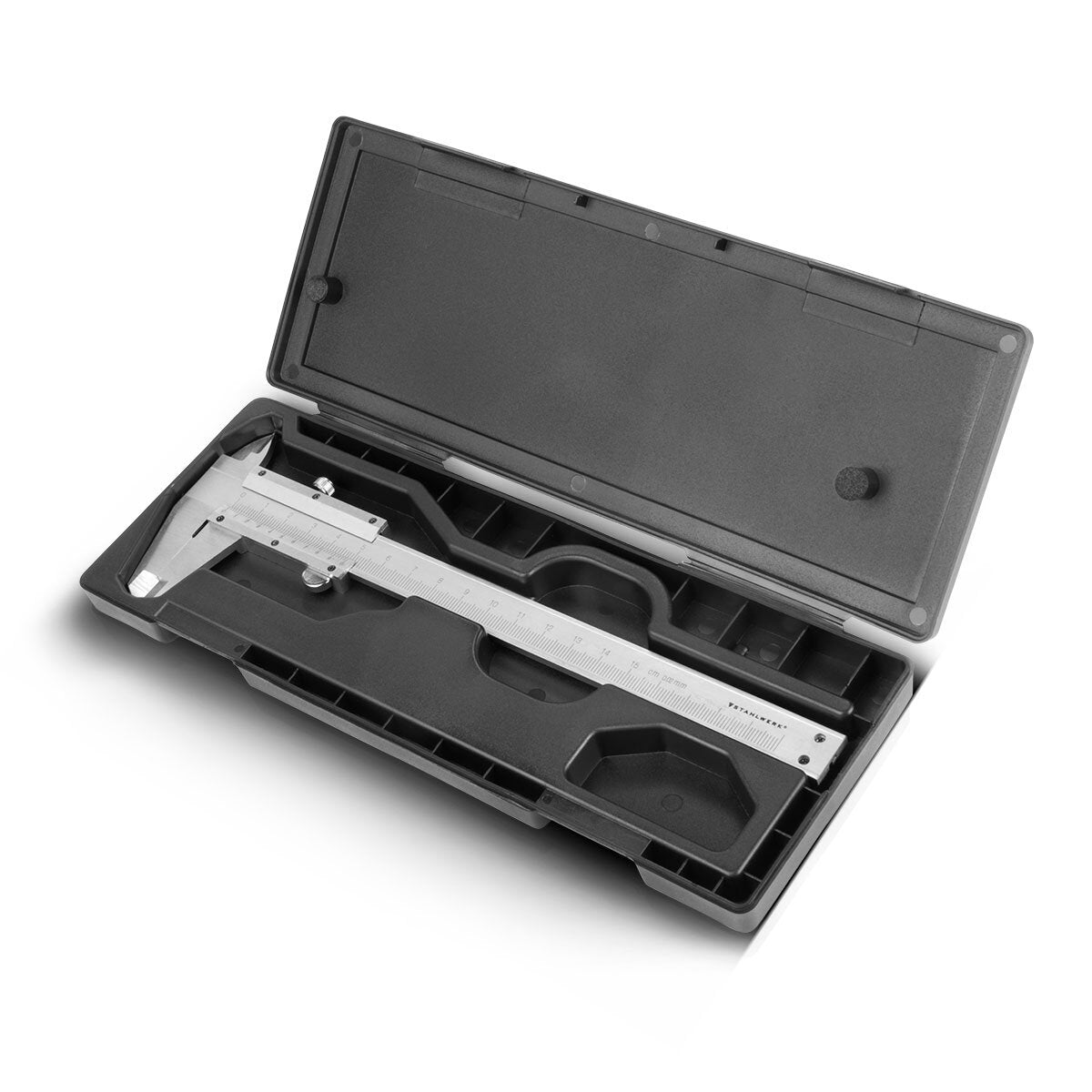 STAHLWERK Messschieber 0-150 mm DIN 862 Schieblehre / Messlehre aus gehärtetem Carbon-Stahl für Außen-, Innen- und Tiefenmaß