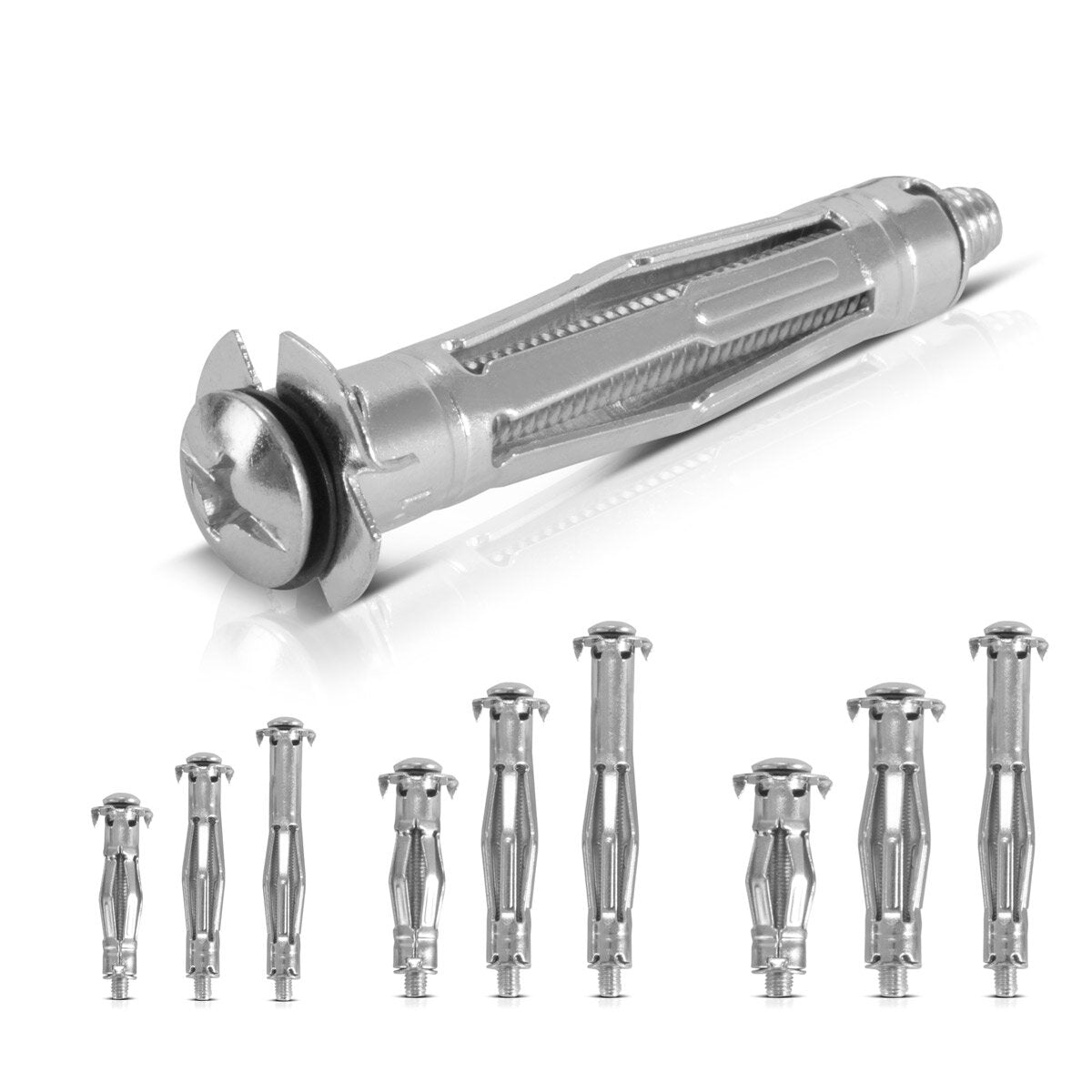 STAHLWERK metal cavity dowels 141-piece set M4 x 32 | M4x38 | M4x46 | M5x37 | M5x52 | M5x65 | M6x37 | M6x52 | M6 x 65 metal dowels with pre-assembled screws for drywall work
