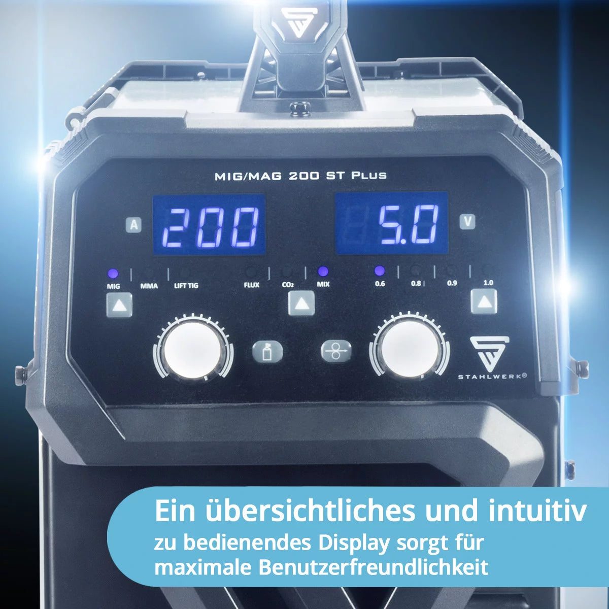 STAHLWERK welding machine MIG MAG 200 ST PLUS full equipment inert gas welding machine | IGBT inverter with 200 A, synergic wire feed, FLUX, Lift-TIG and MMA | ARC function
