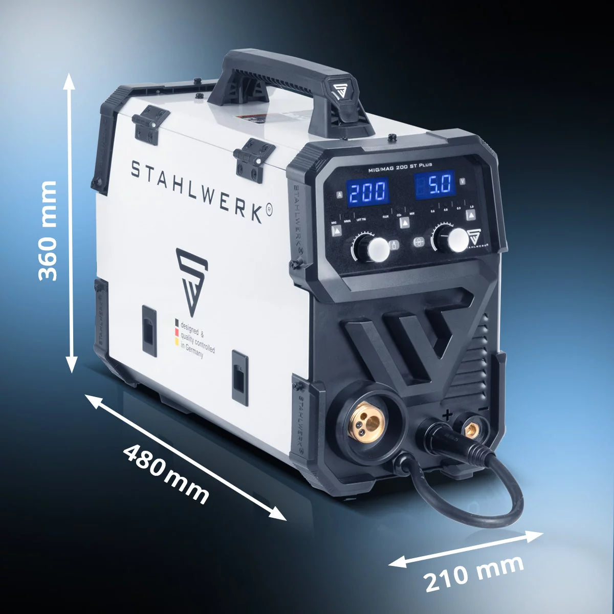 STAHLWERK welding machine MIG MAG 200 ST PLUS inert gas welding machine | IGBT inverter with 200 A, synergic wire feed, FLUX, Lift-TIG and MMA | ARC function