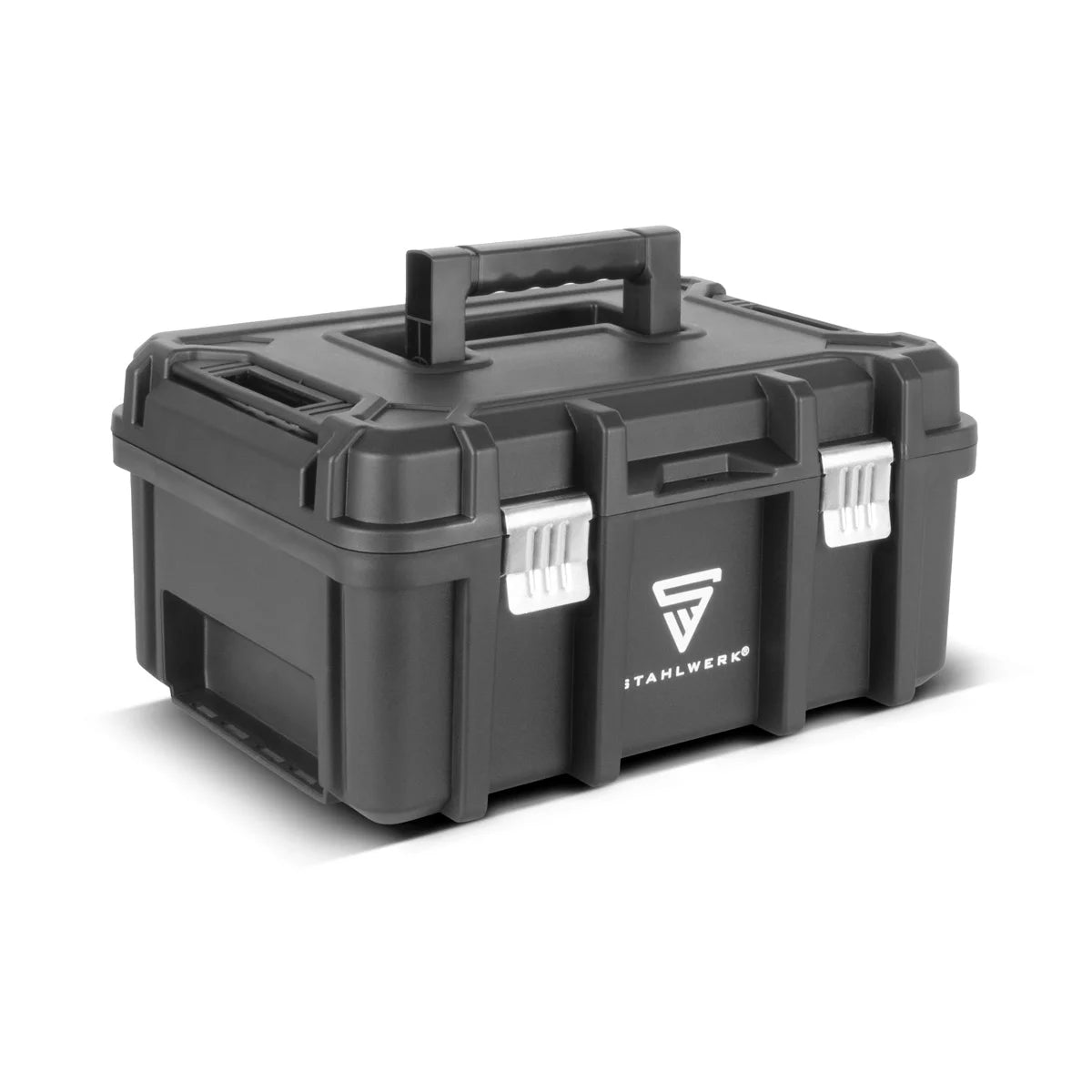 STAHLWERK Toolbox Set | Mobile tool trolley and organizer with telescopic handle | Flexible module system with assortment boxes | 3 stackable tool boxes | Tool boxes with small parts organizer