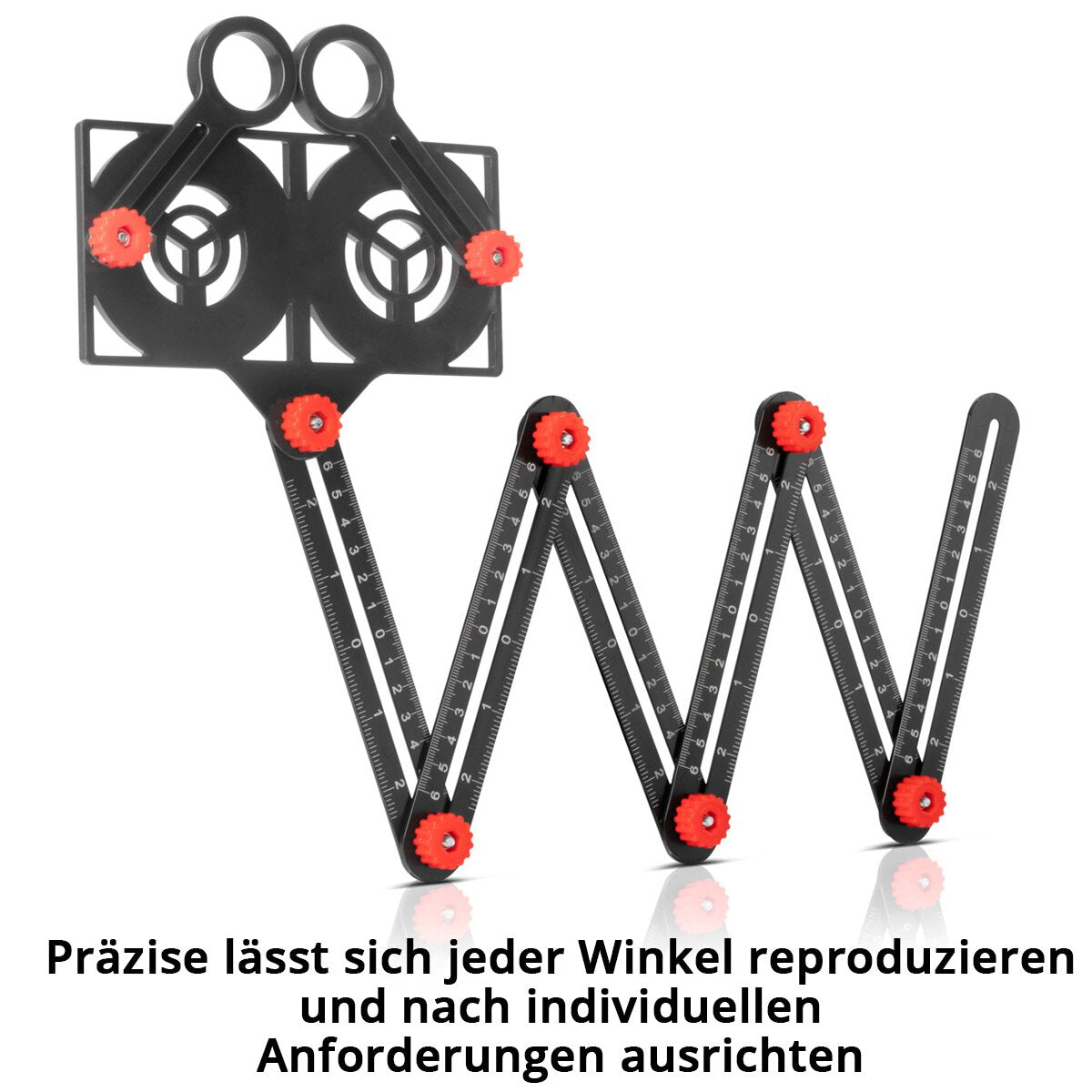 STAHLWERK Règle de mesure multi-angle 6 en 1 pour la création précise de pochoirs, angleiseur de haute qualité | Modèle d'angle | jauge de contour | Outil de modèle | Outil de mesure en aluminium