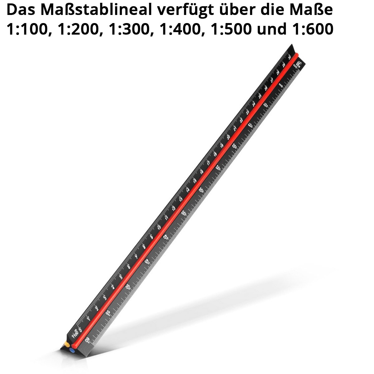 STAHLWERK ruler set with multi-angle measuring ruler, triangular ruler and angle triangle with stop for precise measuring, marking, marking and drawing