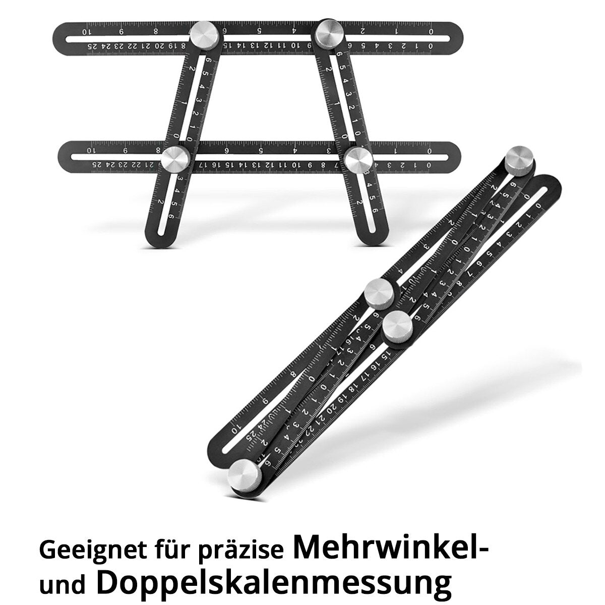 STAHLWERK ruler set with multi-angle measuring ruler, triangular ruler and angle triangle with stop for precise measuring, marking, marking and drawing