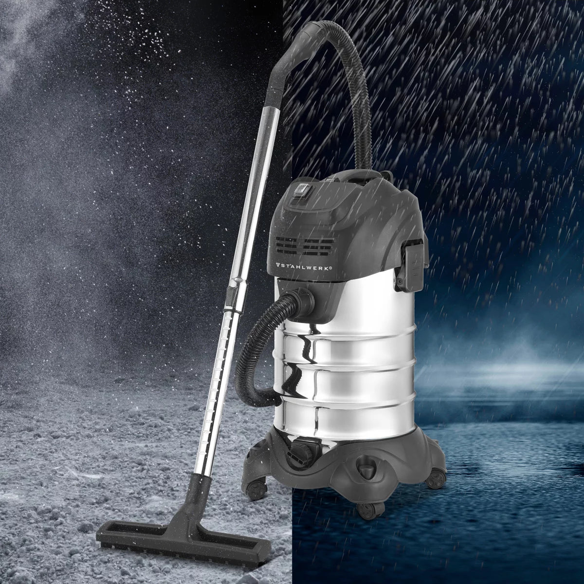 STAHLWERK Nass- und Trockensauger VCL-1600 ST | 1600 W Industriesauger mit 35 l Edelstahlbehälter | Sicherheitsabschaltung | Umfangreiches Zubehörpaket | Robuster Werkstattsauger
