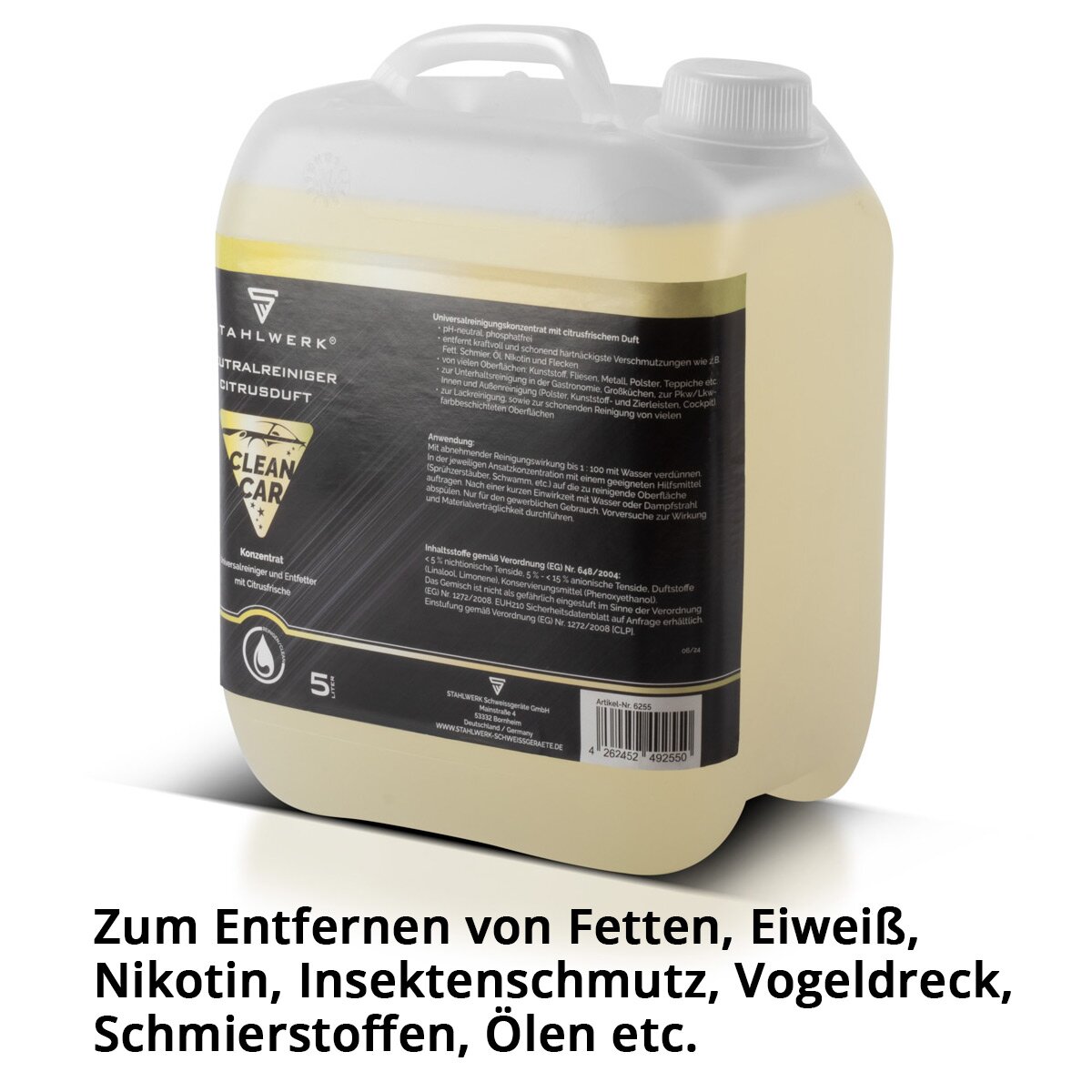 STAHLWERK Universalreiniger-Konzentrat mit Citrus-Duft 5 Liter Kanister kraftvoller Reiniger | Reinigungsmittel | Schaumreiniger | Allzweckreiniger | Reinigungs-Konzentrat | Neutralreiniger für Reinigungspistolen
