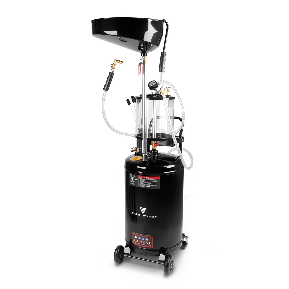 STAHLWERK oil extraction system OD-71 ST with 80 l capacity | Oil collection container | Oil collection truck | Mobile oil separator | Oil drain device with antechamber to collect used oil