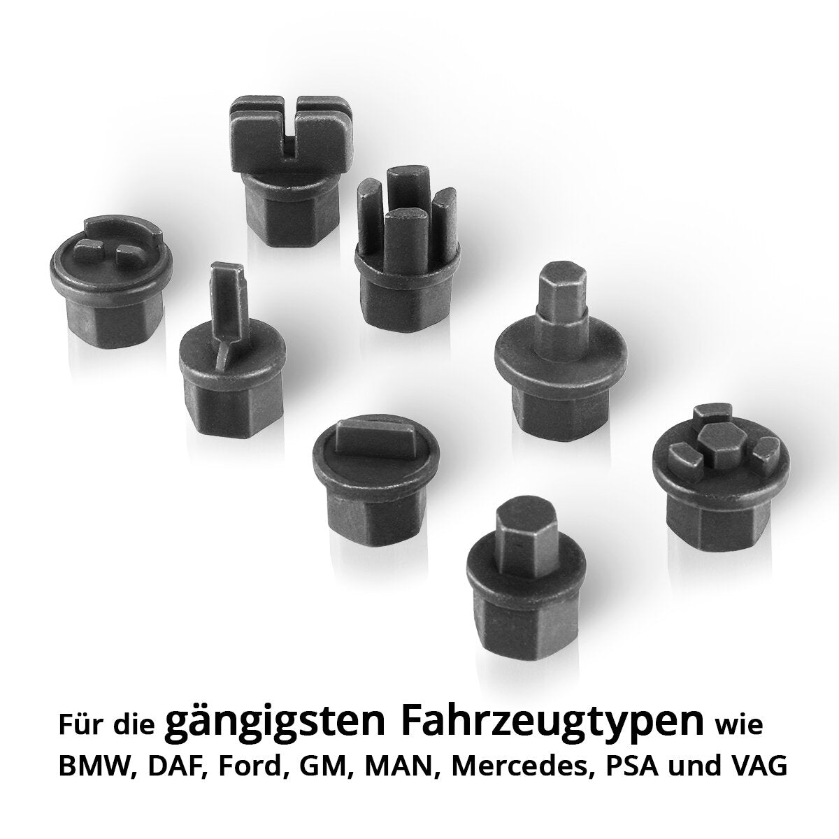 STAHLWERK oil drain tool set 9 pieces | Oil change tool | Oil service special profile set | Socket wrench set for plastic oil drain plugs from BMW | DAF | Ford | GM | MAN | Mercedes | PPE | VAG