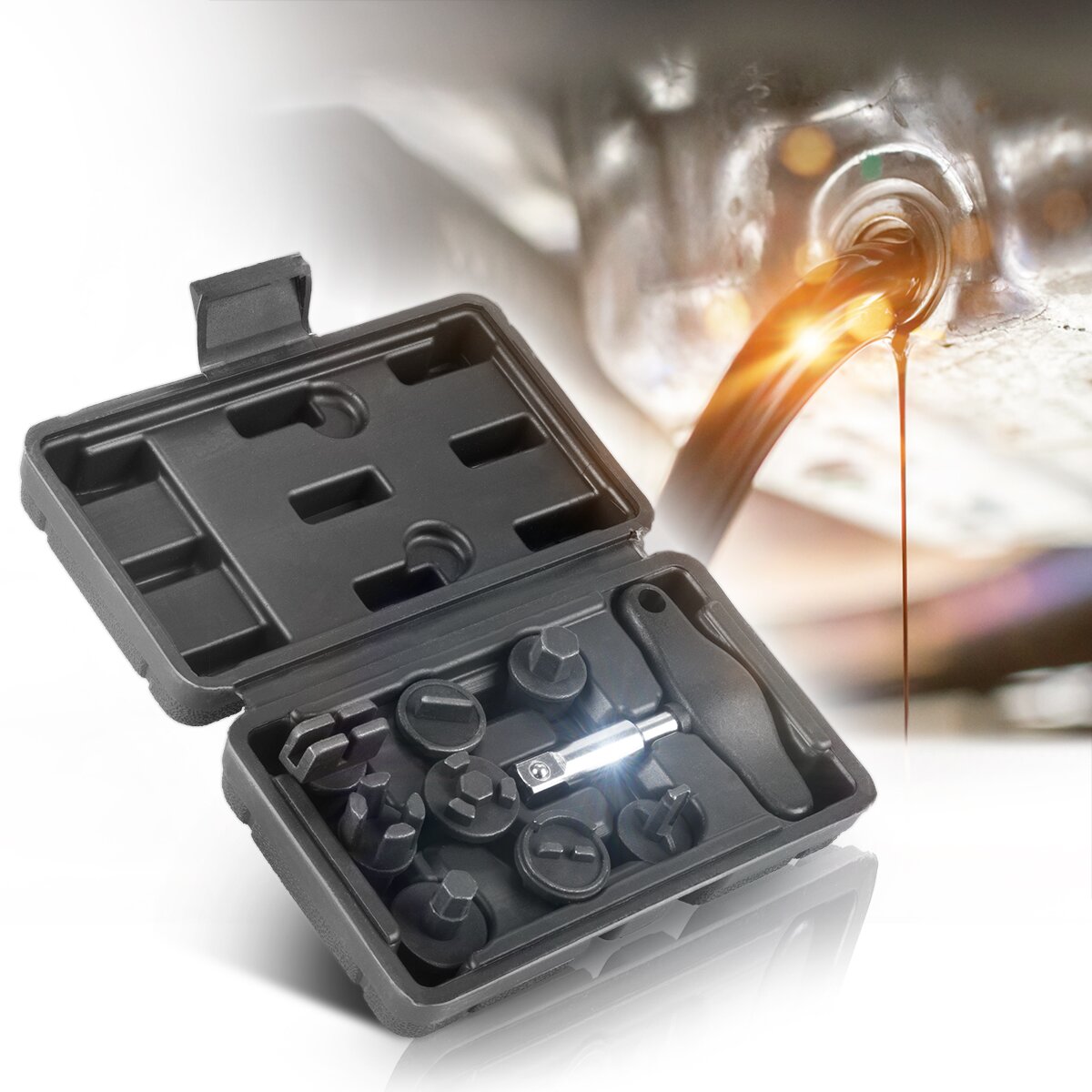 STAHLWERK oil drain tool set 9 pieces | Oil change tool | Oil service special profile set | Socket wrench set for plastic oil drain plugs from BMW | DAF | Ford | GM | MAN | Mercedes | PPE | VAG