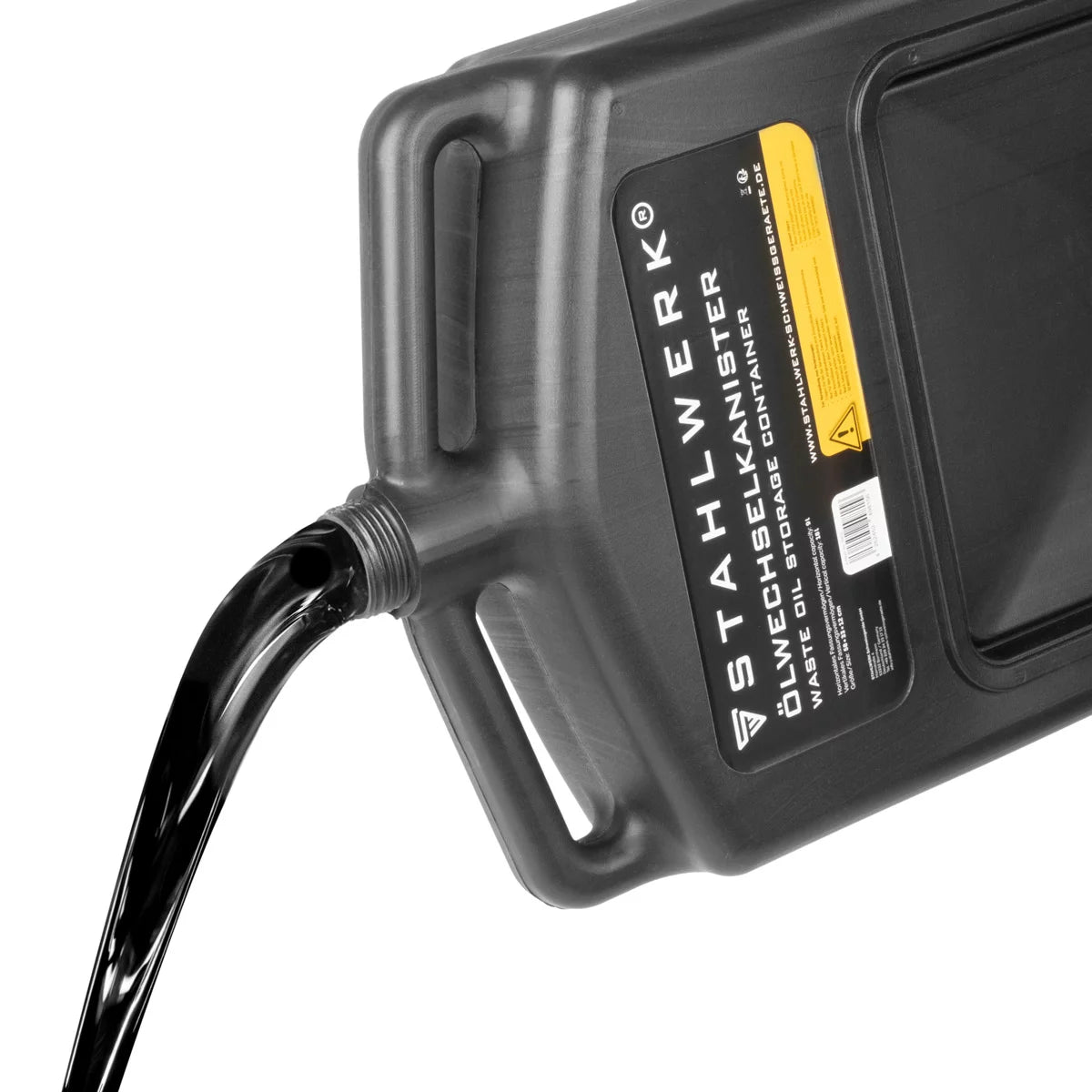 STAHLWERK oil change canister 10 L | Robust oil drip tray | Mobile and flexible to use | Oil pan with collecting aid | 2-in-1 function - oil and fuel canister for cars, motorcycles and workshops