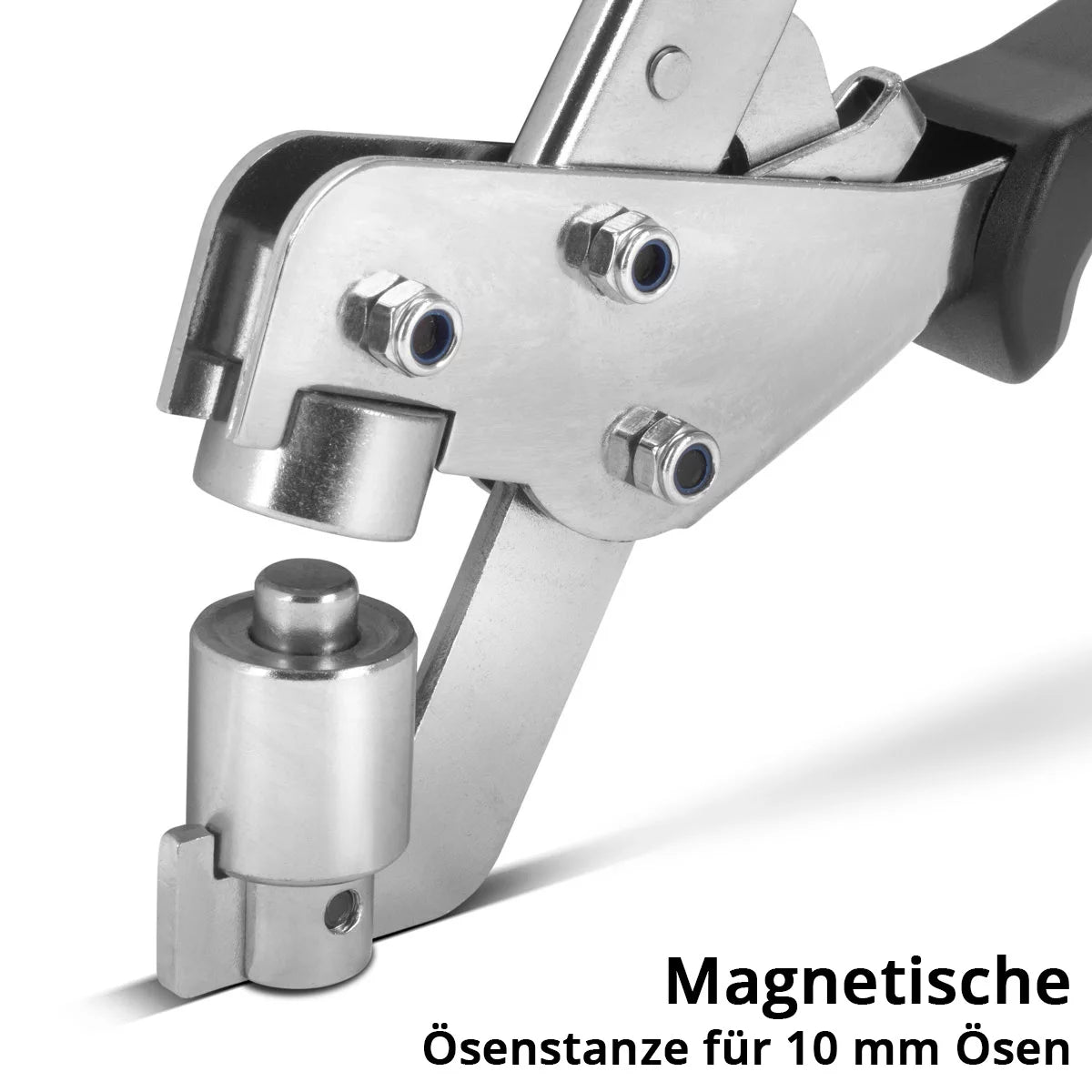 Jeu de pinces à œillets STAHLWERK 10 mm avec perforateur et 250 œillets pince à œillets professionnelle magnétique | Presse à œillets | Poinçon à œillets | Outil à œillets en acier trempé