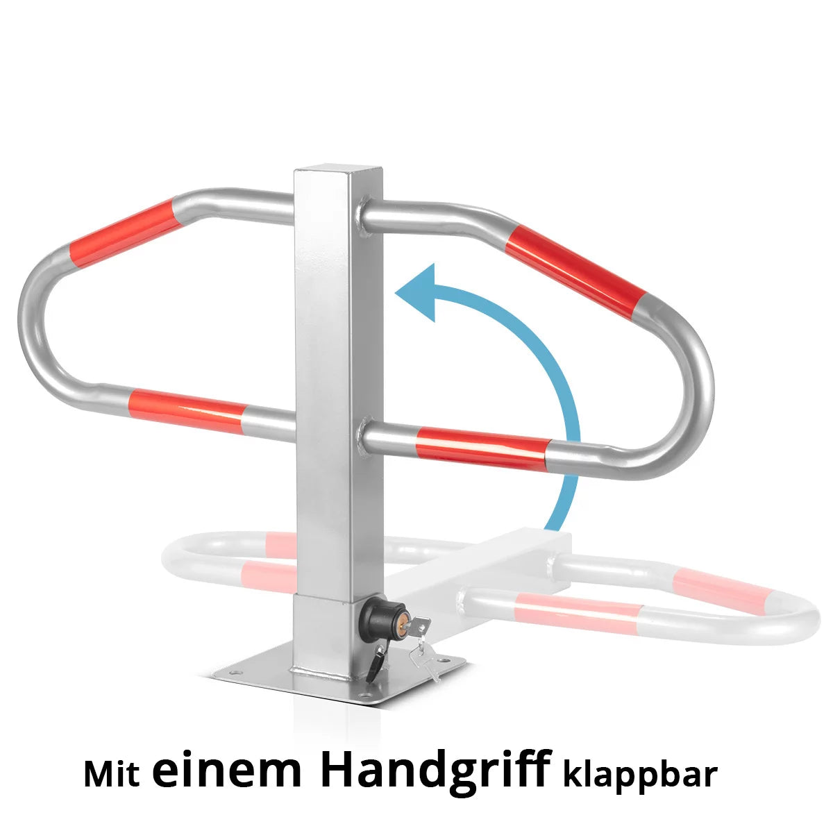 Stahlwerk Parkplatz Lock "Barre-barre de stationnement pliable | Verrouillage du parc avec une structure en acier robuste et des rayures de signalisation | Barrière pour sécuriser les espaces de stationnement, les entrées et les zones de charge