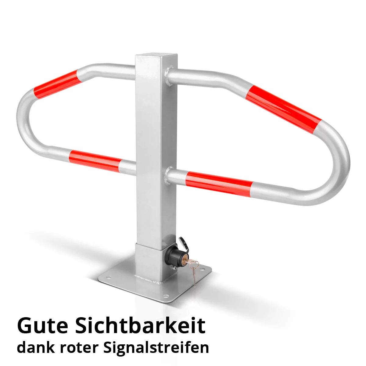 STAHLWERK parking barrier reversible | Foldable parking space bar | Parking barrier with robust steel construction and signal strips | Barriers to secure parking spaces, entrances and loading zones