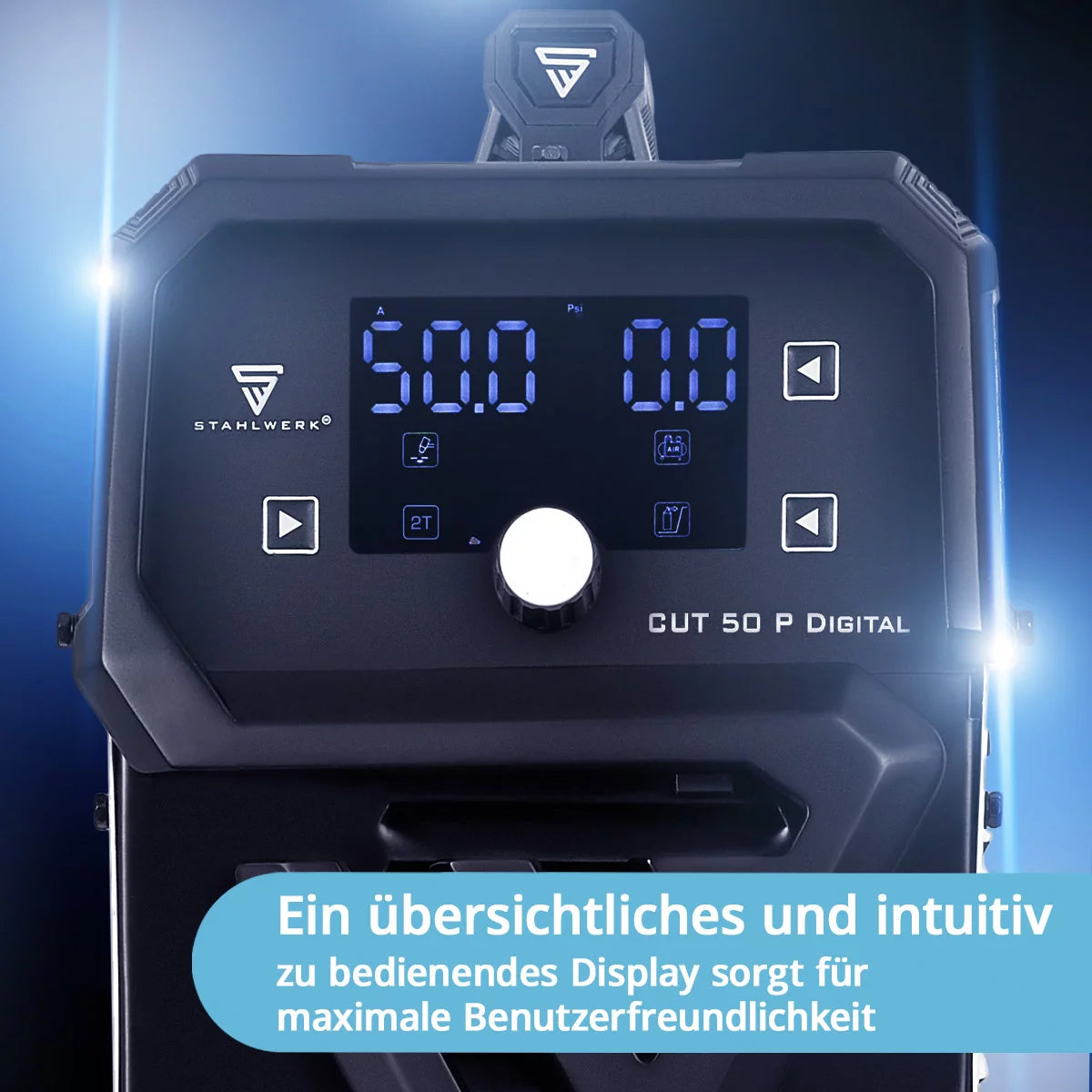 STAHLWERK Plasmaschneider CUT 50 P Digital Vollausstattung | 50A Inverter-Plasmaschneider | Blowback-Zündung | Digitalanzeige | THC-Schnittstelle für CNC | Schneidleistung bis 20 mm | 2T/4T-Funktion