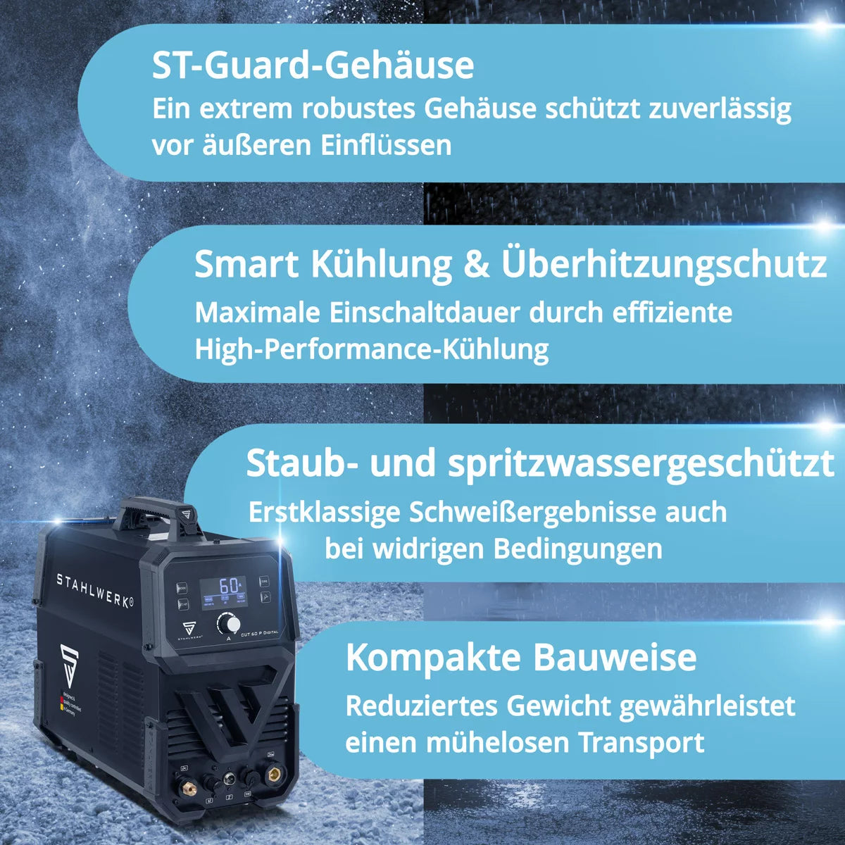 STAHLWERK Plasmaschneider CUT 60 P Digital Vollausstattung | 60 A Inverter-Plasmaschneider | HF-Pilotzündung | Digitalanzeige | THC-Schnittstelle für CNC | Schneidleistung bis 20 mm | Plasma Cutter mit 2T/4T-Funktion