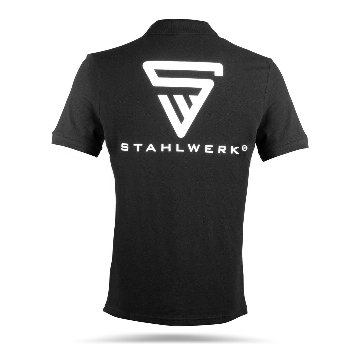 STAHLWERK Polo-Shirt Größe XL Schwarz Kurzarm Polo-Hemd mit Logo-Print aus 100% Baumwolle