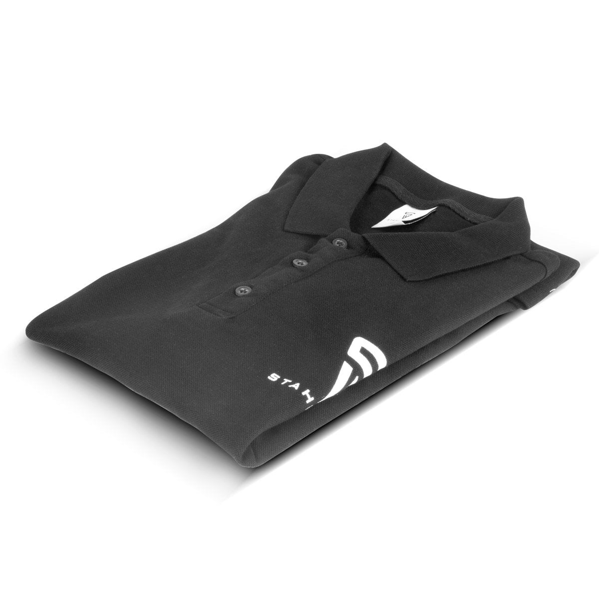 STAHLWERK Polo-Shirt Größe XL Schwarz Kurzarm Polo-Hemd mit Logo-Print aus 100% Baumwolle