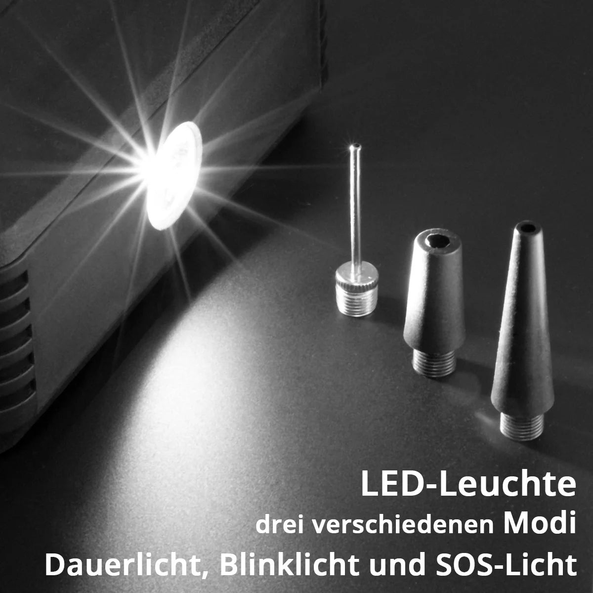 STAHLWERK PB-1400 ST | Powerbank Starthilfe 400 A, 14.000 mAh | Für Benzin- und Dieselmotoren | Mobiler Kompressor mit 3,5 bar Arbeitsdruck und LED-Leuchte | USB-Ladegerät und Starthilfe in einem