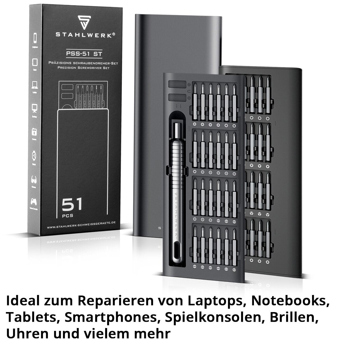 STAHLWERK precision screwdriver set PSS-51 ST 51-piece precision mechanics set | Fine tool | Fine screwdriver | Fine screwdriver with chrome vanadium bit set