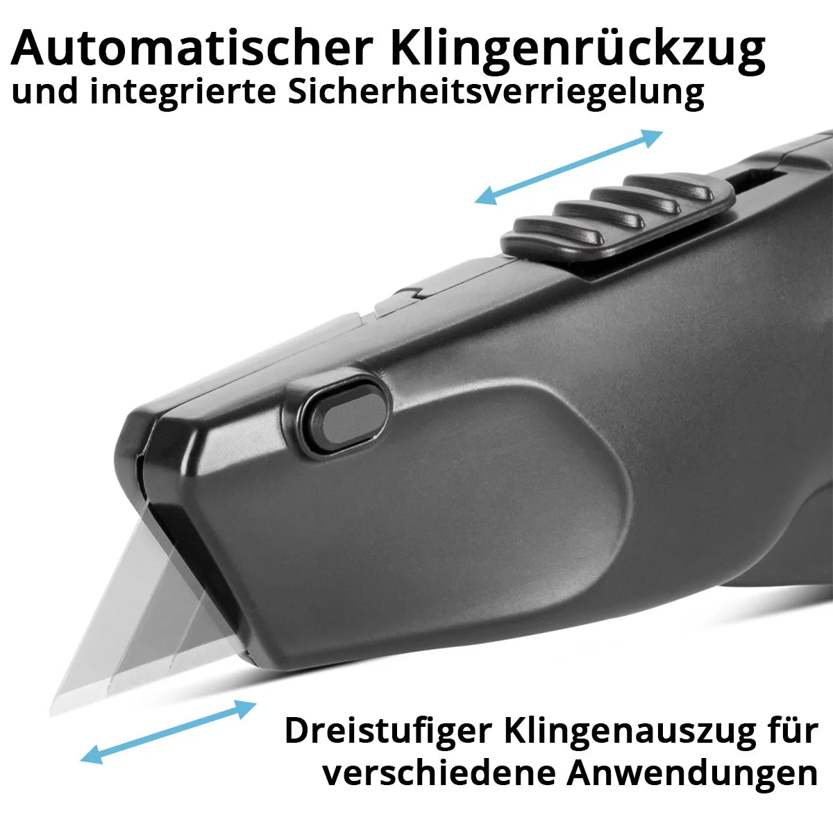 STAHLWERK cutter knife UCM-19 ST set of 3 with quick-change blade, automatic blade retraction and safety lock cutter | Carpet knife | Safety knife | Parcel knife | Box cutter