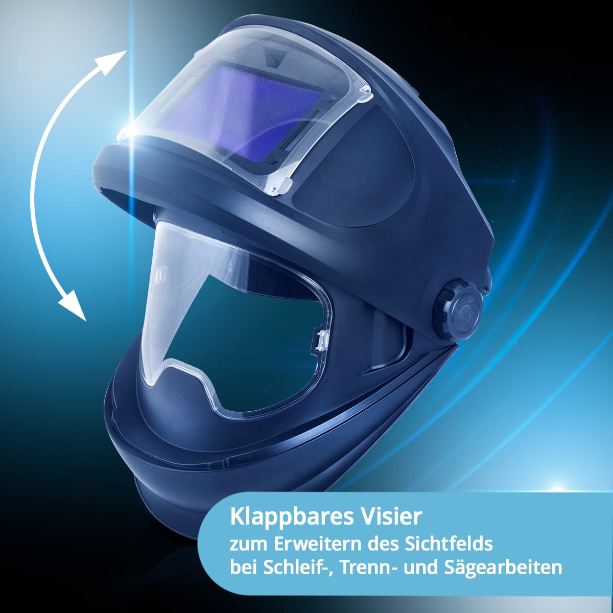 STAHLWERK Automatik-Schweißhelm MASTER 3-in-1 mit Fernbedienung, klappbarem Visier, True-Colour-Echtfarbwiedergabe, Jobspeicher, automatischer Abdunkelung DIN 4 bis DIN 14 und Optischer Klasse 1/1/1/1