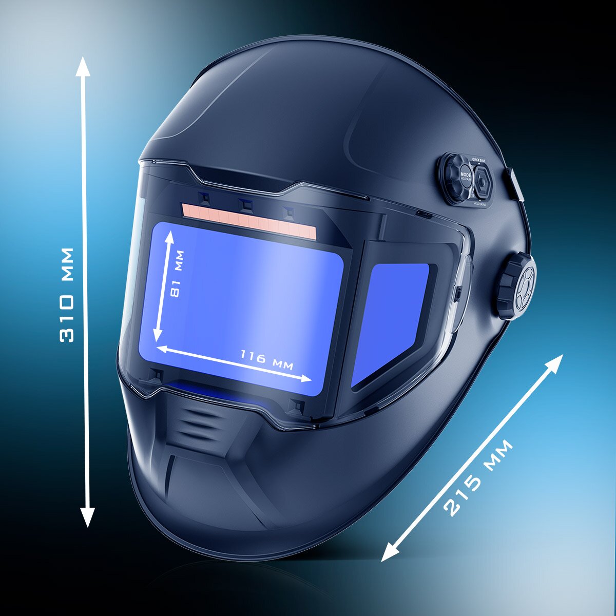 Masque de soudage automatique STAHLWERK SPLIT Masque de soudage 3 en 1 avec champ de vision de 180°, écran couleur LCD, reproduction fidèle des couleurs, mémoire de tâches, obscurcissement automatique DIN 4 à DIN 14 et classe optique 1/1/1/1