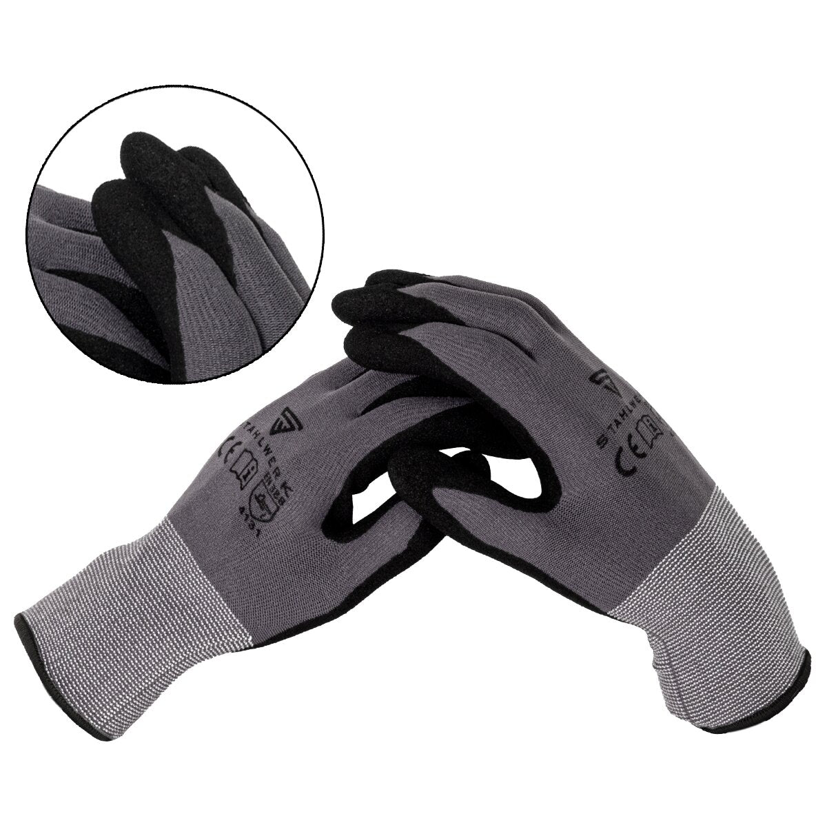 Set cambio pneumatici STAHLWERK Pro composto da martinetto di manovra extra piatto, avvitatore rotante, chiave dinamometrica, vassoio magnetico e guanti da lavoro