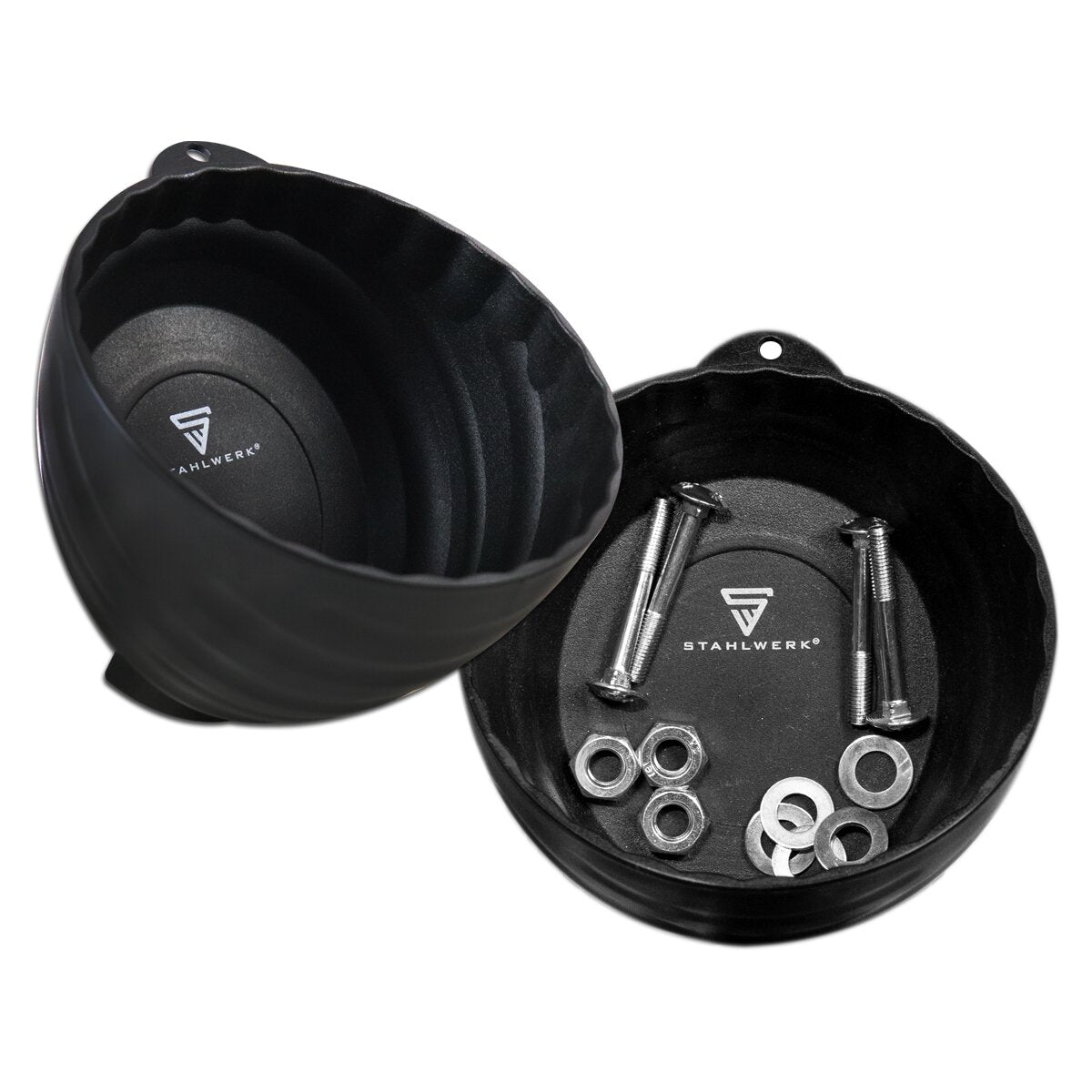Set cambio pneumatici STAHLWERK Pro composto da martinetto di manovra extra piatto, avvitatore rotante, chiave dinamometrica, vassoio magnetico e guanti da lavoro