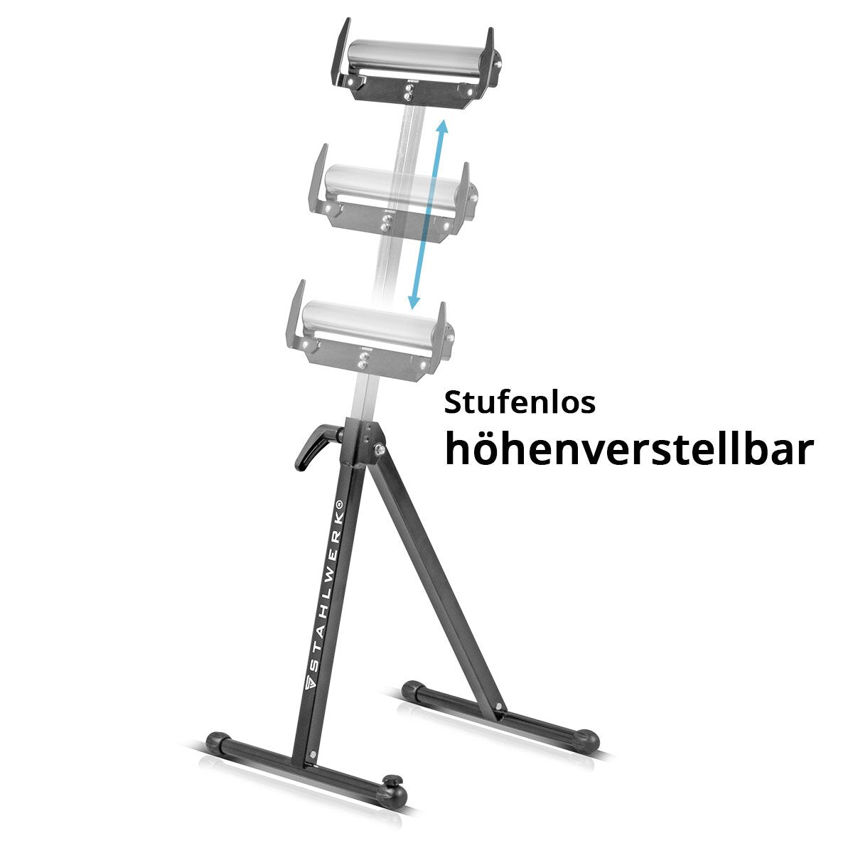 STAHLWERK cavalletto a rulli RB-110 ST cavalletto da lavoro | Cavalletto pieghevole regolabile in altezza da 720 a 1.100 mm con portata di 60 kg e supporto a rulli