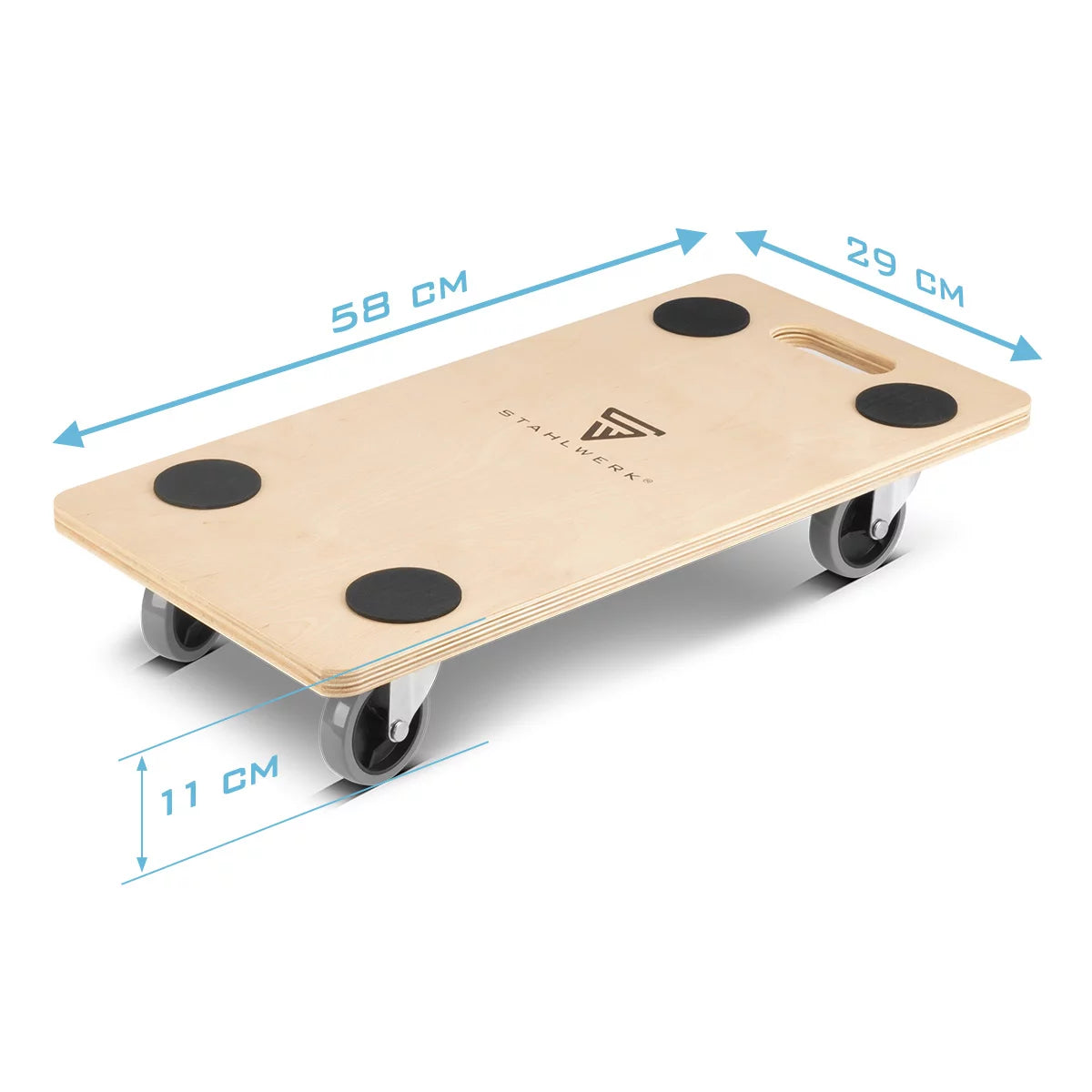 STAHLWERK Rollwagen TRS-250 ST mit 250 kg Tragkraft und gummierten Lenkrollen 58 x 29 cm Plattformwagen | Transportwagen | Möbelroller | Rollbrett | Handwagen | Transportroller