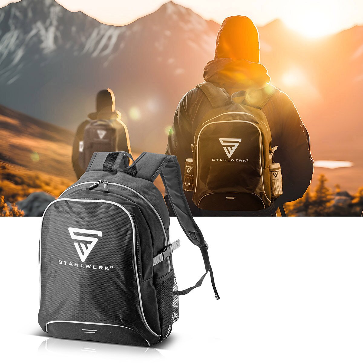 STAHLWERK Práctica mochila de ocio de 27 litros, mochila deportiva de poliéster ripstop resistente e impermeable, mochila de día | Equipaje de mano | Mochila de viaje con dos grandes compartimentos.