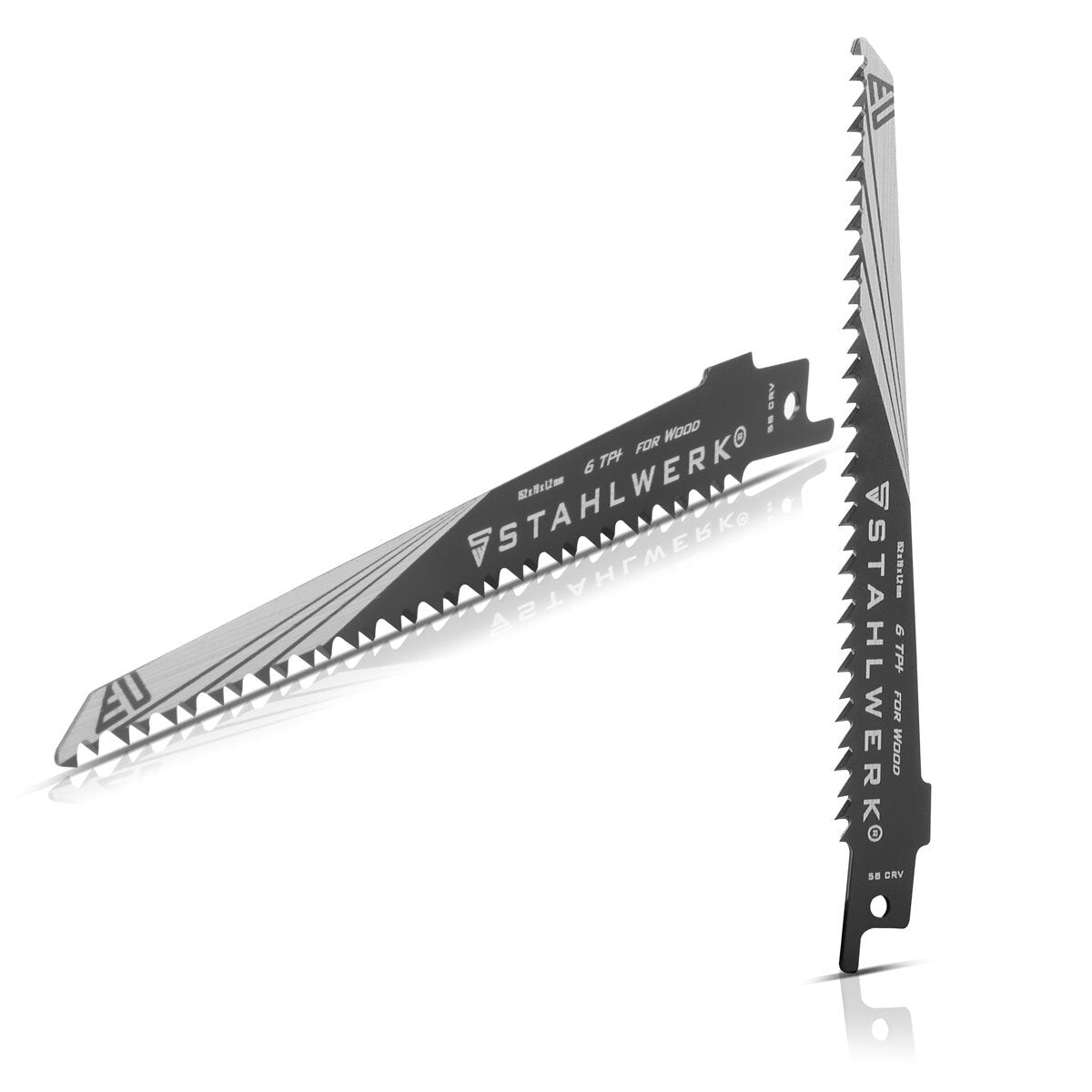 Jeu de 2 lames de scie à bois STAHLWERK 150 x 19 x 1,2 mm lames de scie alternative longue durée | Lames de scie alternative avec support 1/2 pouce et 6 TPI pour scies alternatives | Scies alternatives | Puzzles