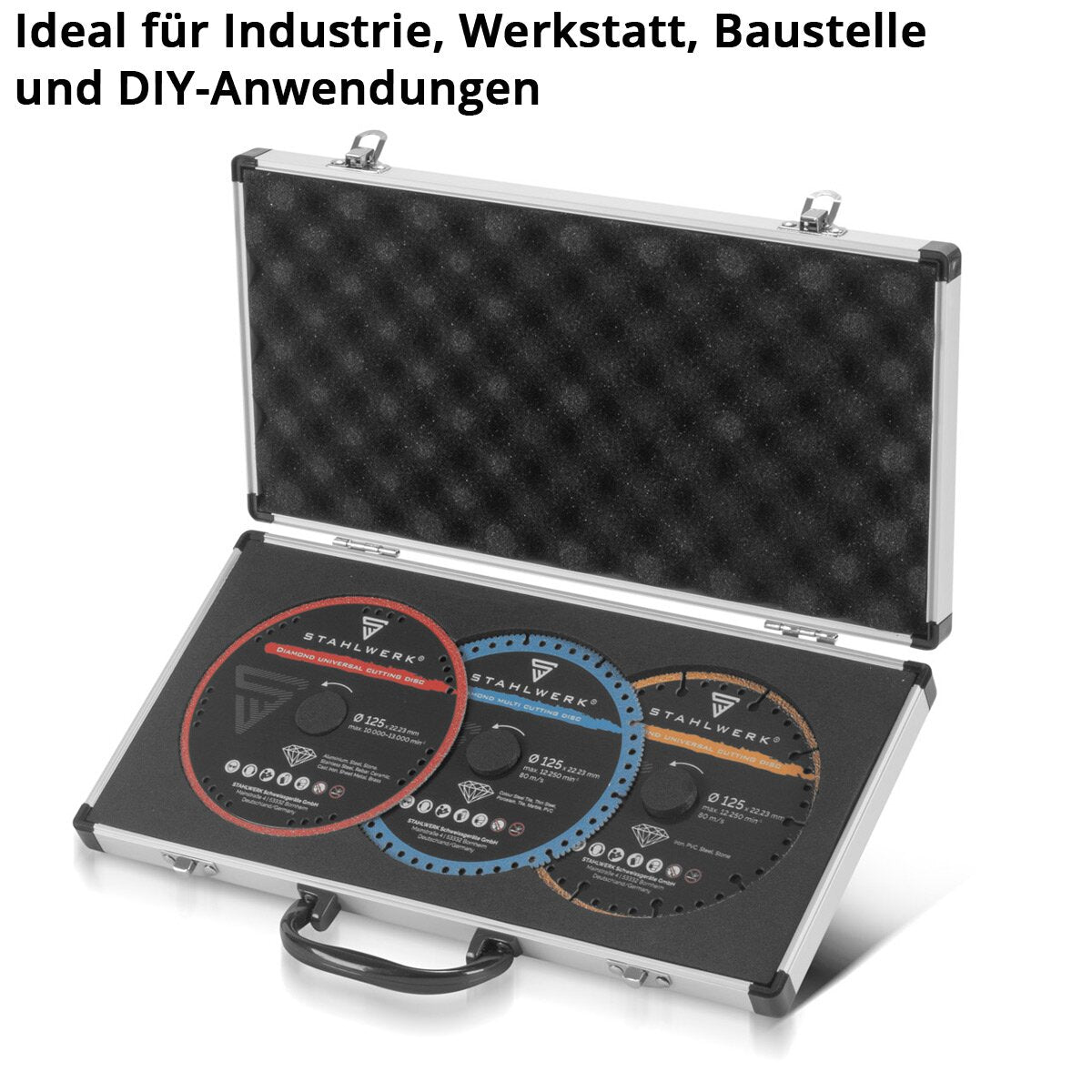 Disques à tronçonner diamantés STAHLWERK jeu de 3 lames de scie pour divers matériaux | 125x22,23 mm