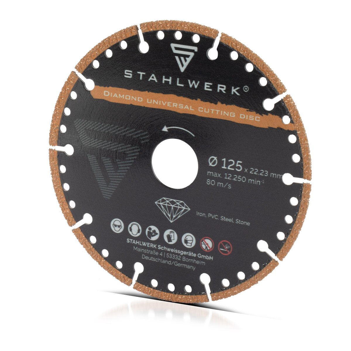 Disques à tronçonner diamantés STAHLWERK jeu de 3 lames de scie pour divers matériaux | 125x22,23 mm