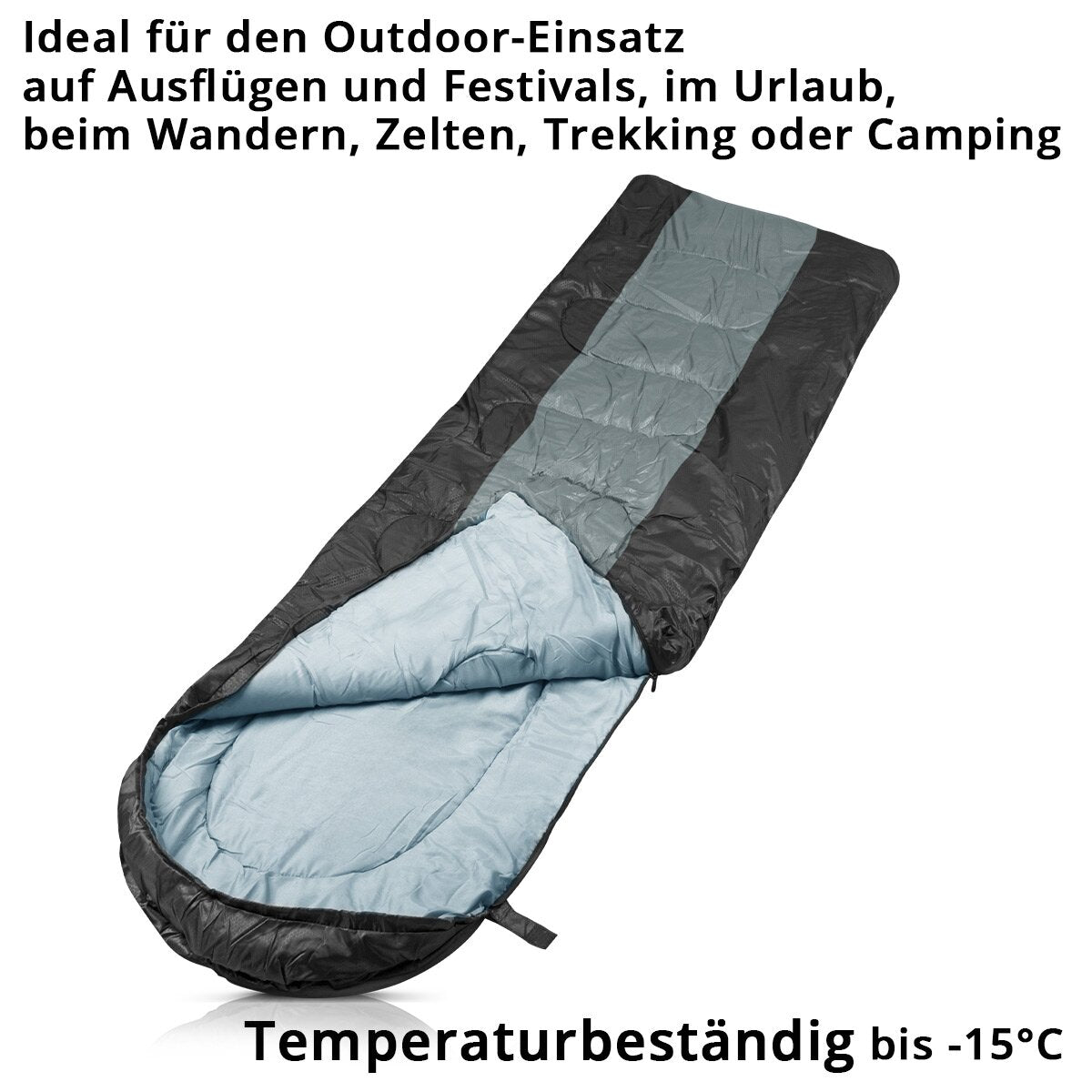 Saco de dormir STAHLWERK SB-400 ST hasta -15°C Saco de dormir para exterior 4 estaciones | Saco de dormir para acampar | Saco de dormir momia | Saco de dormir de viaje | Saco de dormir de verano e invierno.