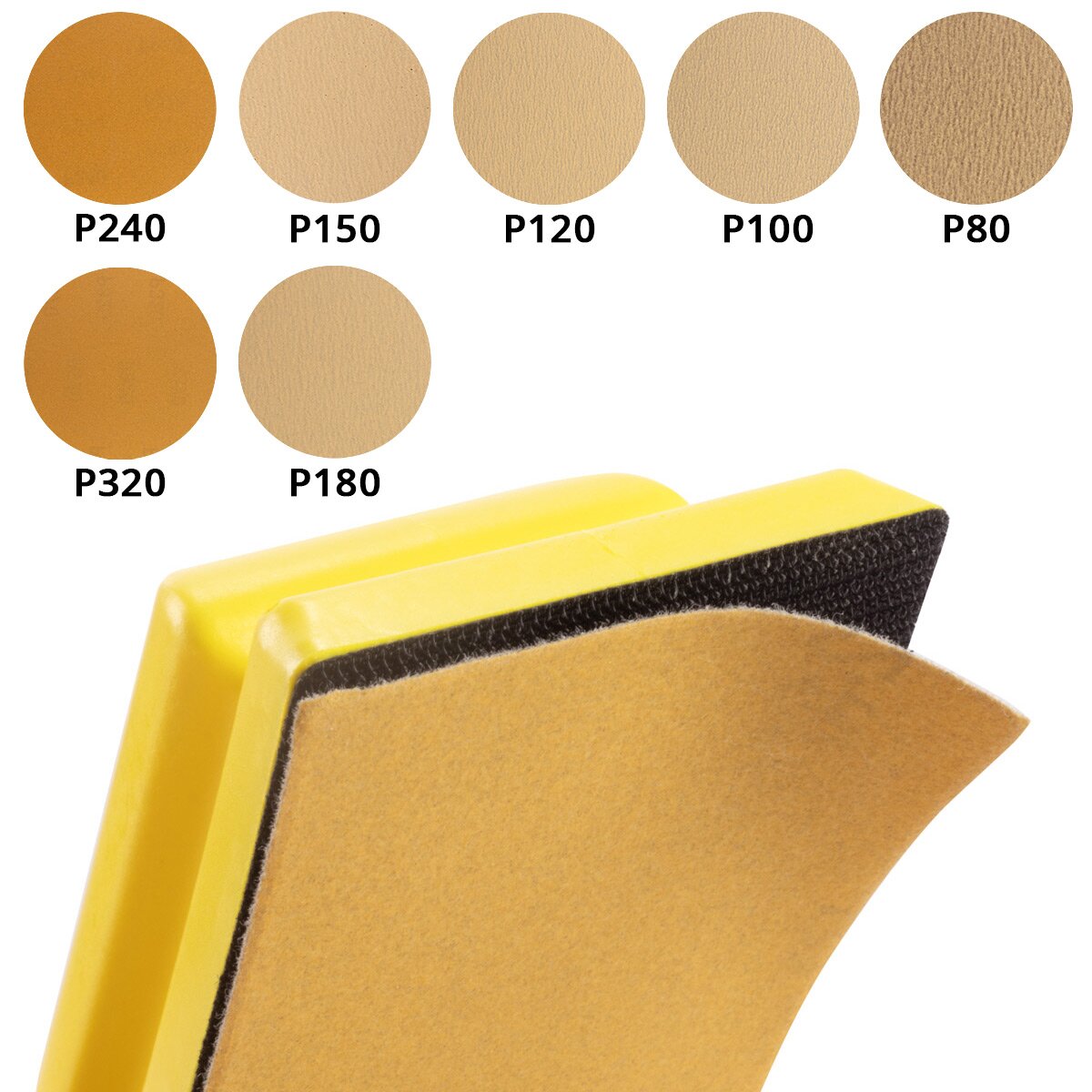 STAHLWERK hand sanding block set with P80 | P100 | P120 | P150 | P180 | P240 | P320 grit sanding block | Abrasive sponge | Hand sander made of PU foam with Velcro abrasive 70 x 115 mm