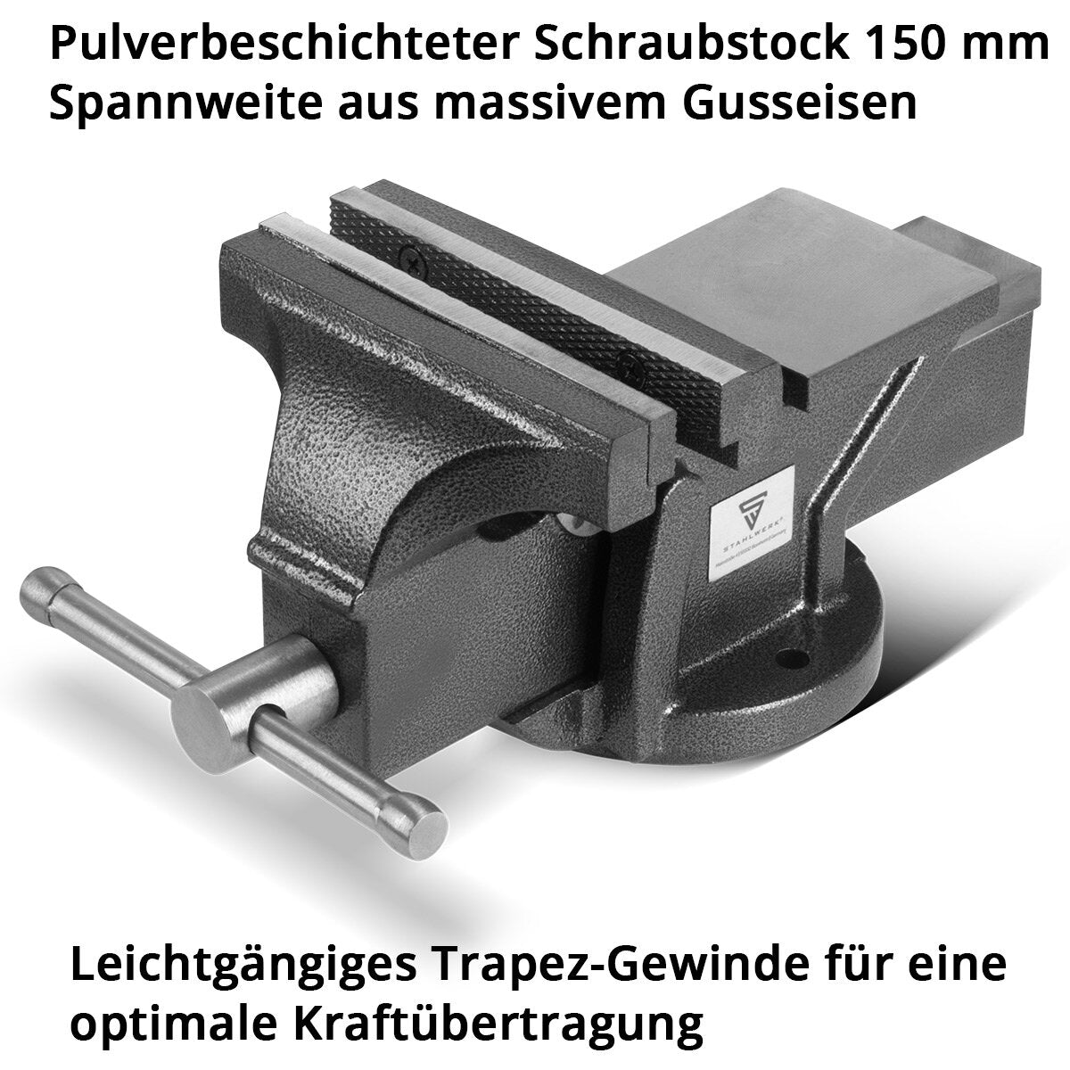 STAHLWERK vice BV-150 ST made of cast iron with 150 mm span, machine vice | Workbench vice | Clamping device | Parallel vice | Table vice with anvil