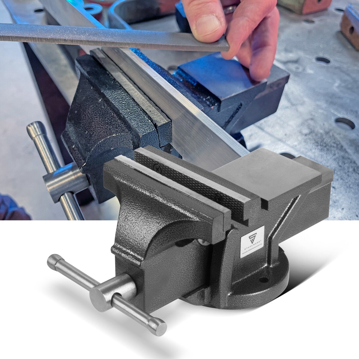 Étau STAHLWERK BV-150 ST en fonte avec portée de 150 mm, étau machine | Etau d'établi | Dispositif de serrage | Etau parallèle | Etau de table avec enclume